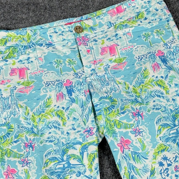 Lilly Pulitzer Pants - Lilly Pulitzer Pants Womens 8 Blue Pink Tropical Print Skinny Stretch Preppy